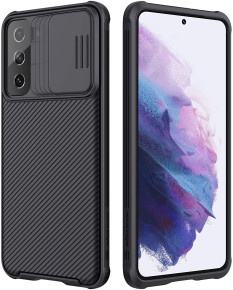 Луксозен твърд гръб със силиконова рамка Nillkin Cam Shield Pro за Samsung Galaxy S21 plus G996 черен 